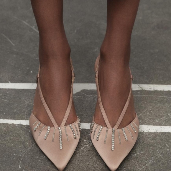 Zara Shoes - ZARA Women's Rhinestone Sandals(Beige, US 8, 10/EUR 39, 41)